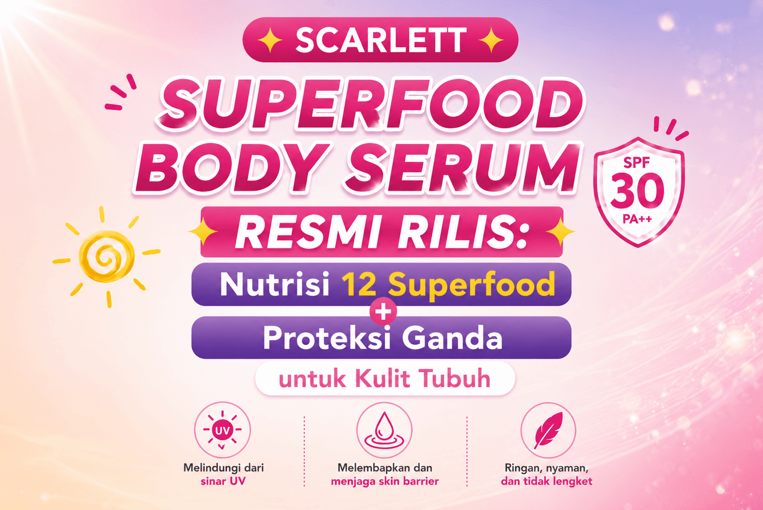 Scarlett Superfood Body Serum SPF 30 Resmi Rilis: Nutrisi 12 Superfood + Proteksi Ganda untuk Kulit Tubuh